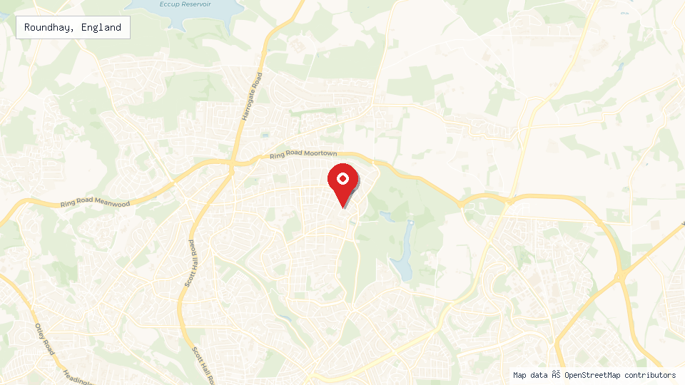 Street map of Roundhay, England with location pin