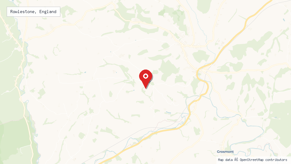 Street map of Rowlestone, England with location pin