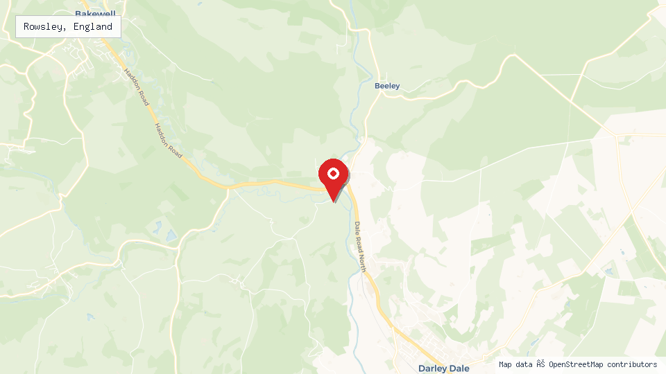 Street map of Rowsley, England with location pin