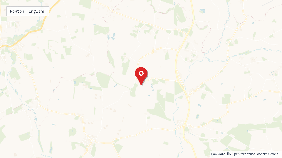 Street map of Rowton, England with location pin