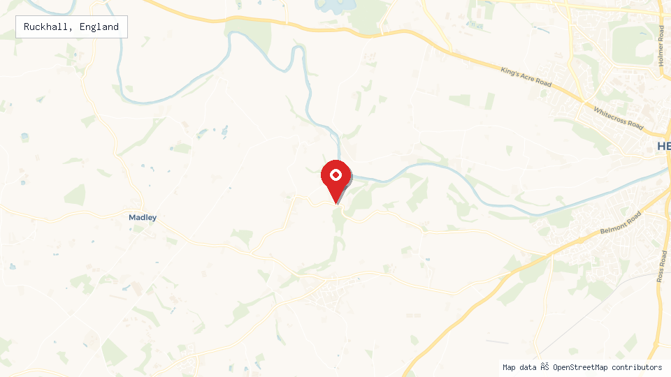 Street map of Ruckhall, England with location pin