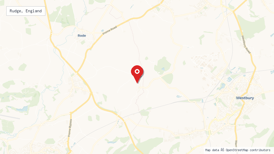 Street map of Rudge, England with location pin