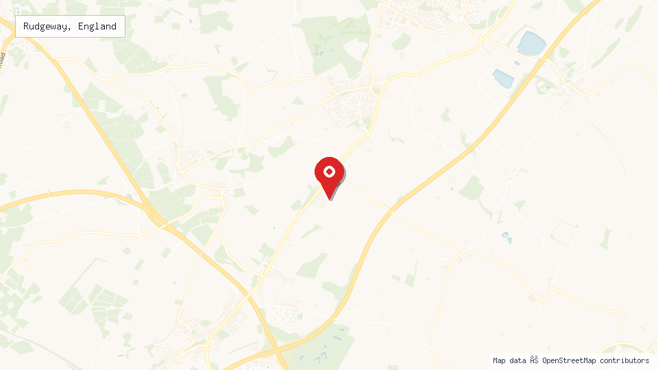 Street map of Rudgeway, England with location pin