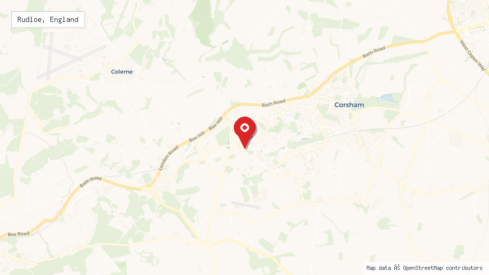 Street map of Rudloe, England with location pin