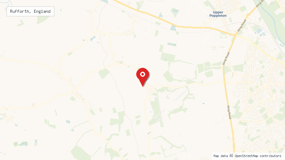 Street map of Rufforth, England with location pin