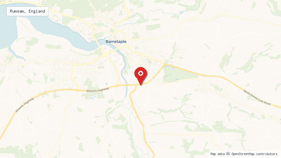 Street map of Rumsam, England with location pin
