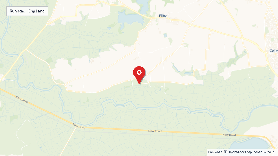 Street map of Runham, England with location pin