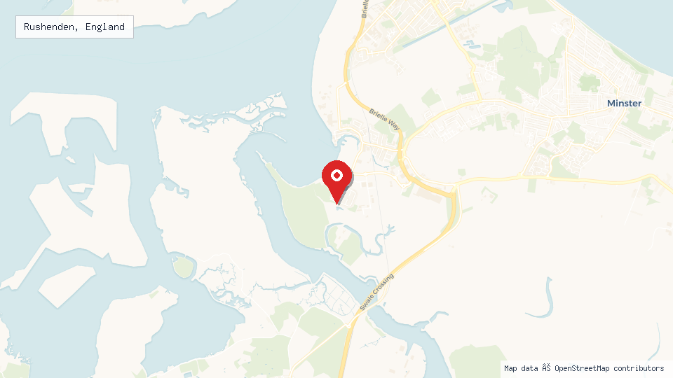 Street map of Rushenden, England with location pin