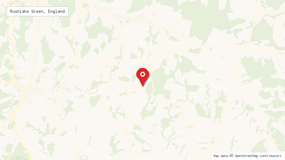 Street map of Rushlake Green, England with location pin