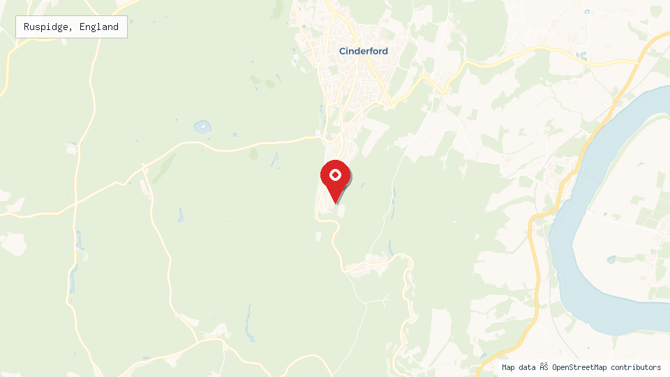 Street map of Ruspidge, England with location pin