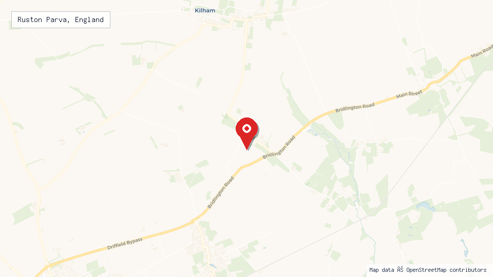 Street map of Ruston Parva, England with location pin
