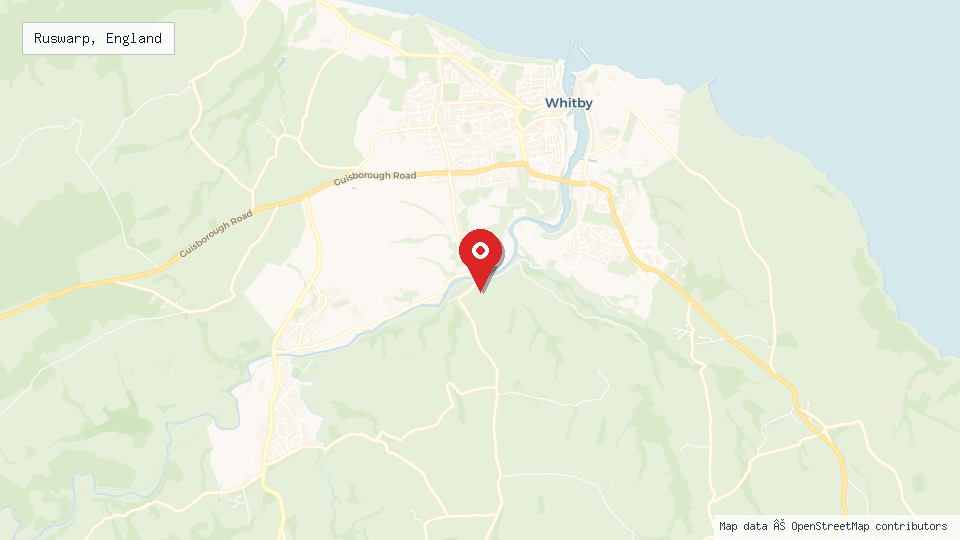Street map of Ruswarp, England with location pin