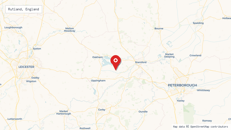 Street map of Rutland, England with location pin