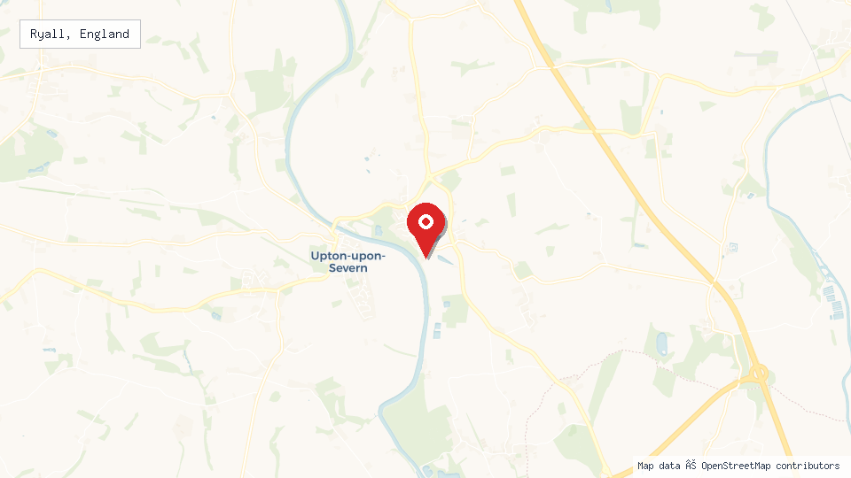 Street map of Ryall, England with location pin