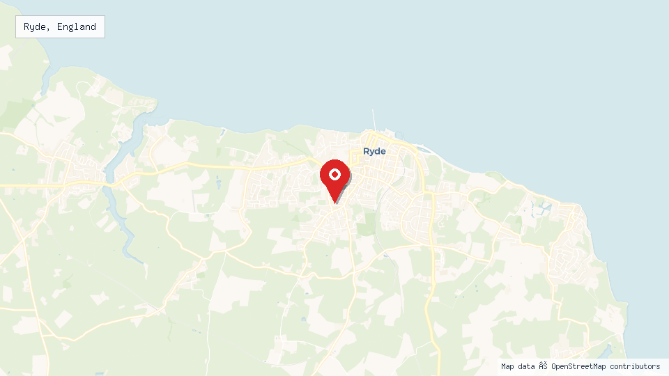 Street map of Ryde, England with location pin