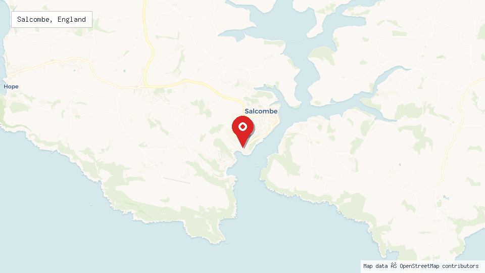 Street map of Salcombe, England with location pin