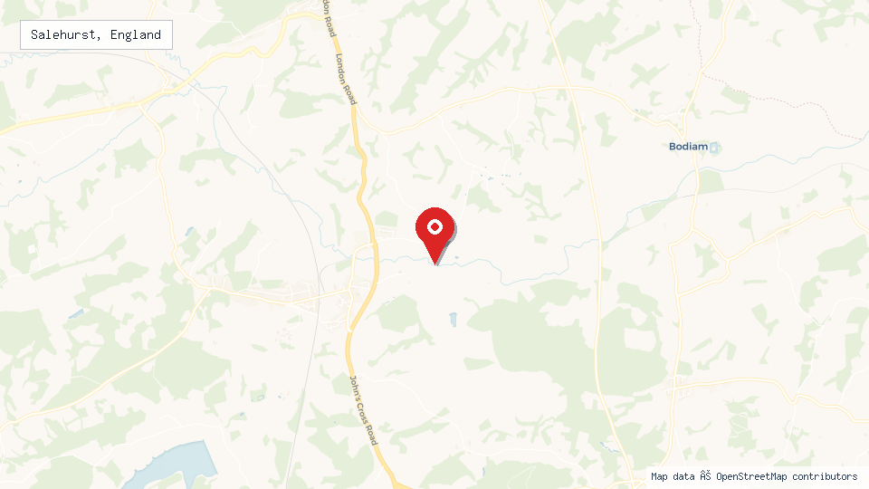 Street map of Salehurst, England with location pin