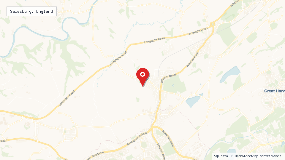 Street map of Salesbury, England with location pin