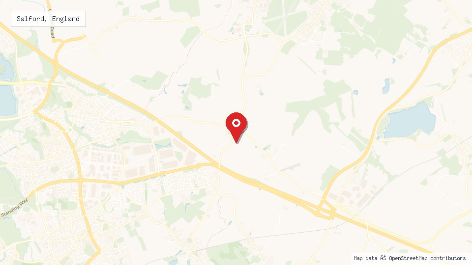 Street map of Salford, England with location pin