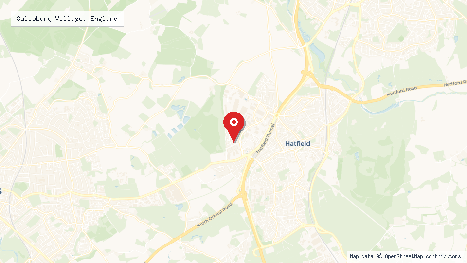 Street map of Salisbury Village, England with location pin