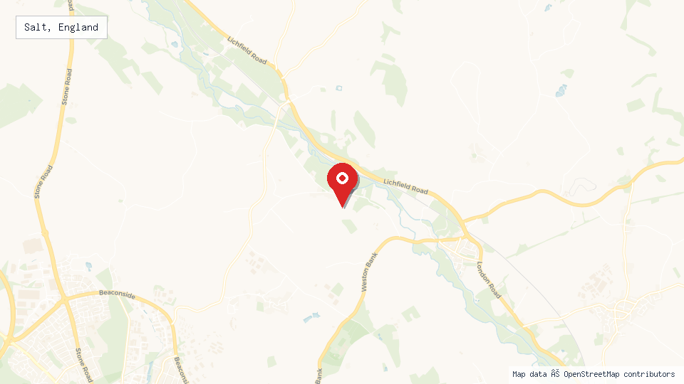 Street map of Salt, England with location pin
