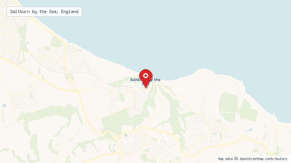 Street map of Saltburn by the Sea, England with location pin