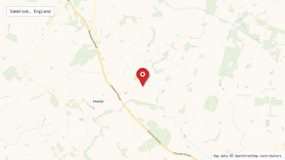 Street map of Sambrook, England with location pin
