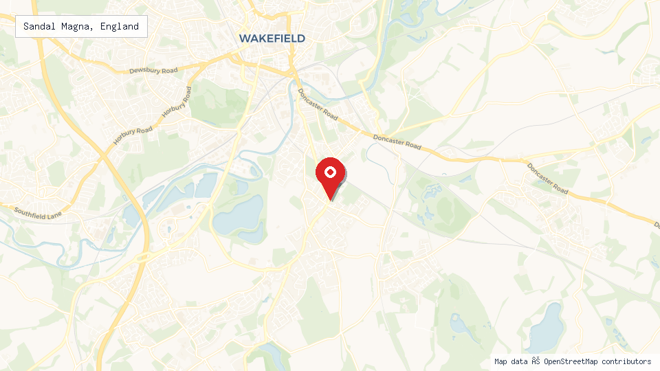 Street map of Sandal Magna, England with location pin