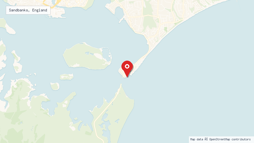 Street map of Sandbanks, England with location pin