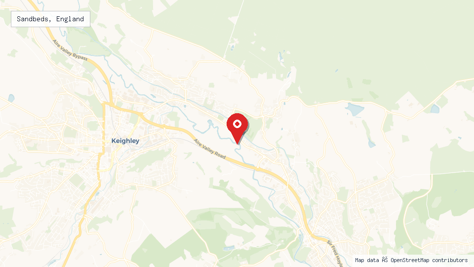 Street map of Sandbeds, England with location pin
