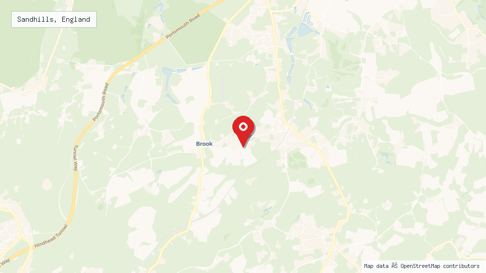 Street map of Sandhills, England with location pin
