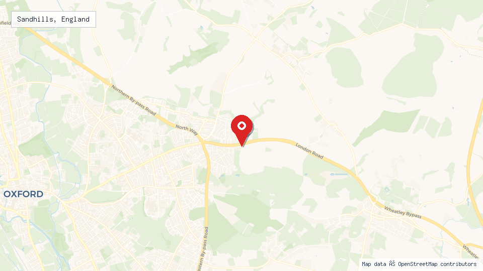 Street map of Sandhills, England with location pin