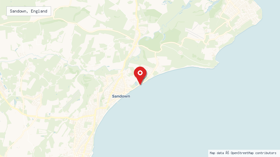 Street map of Sandown, England with location pin