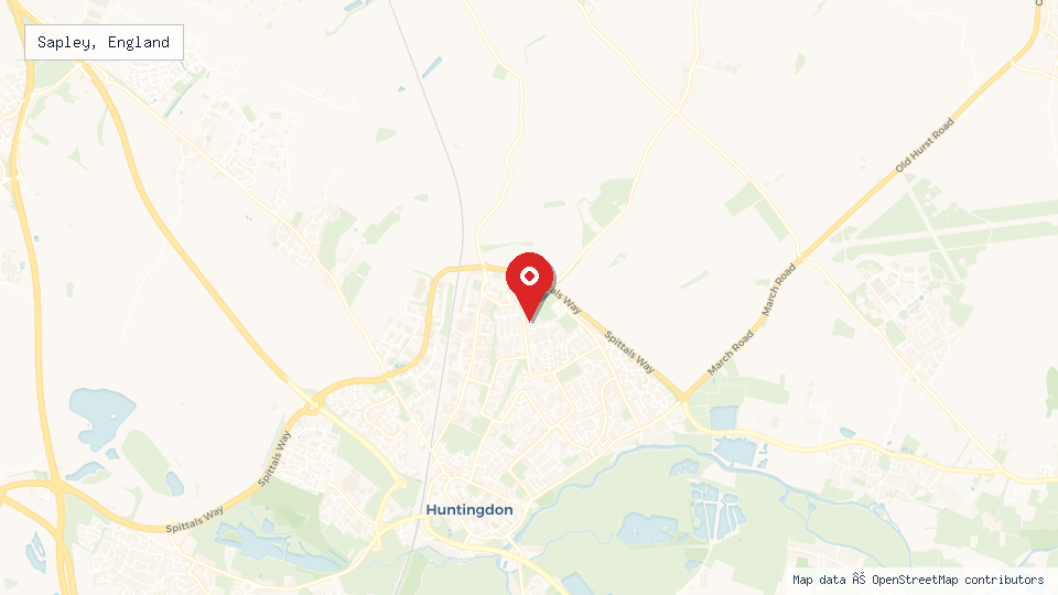 Street map of Sapley, England with location pin