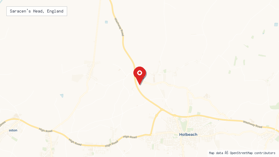 Street map of Saracen's Head, England with location pin