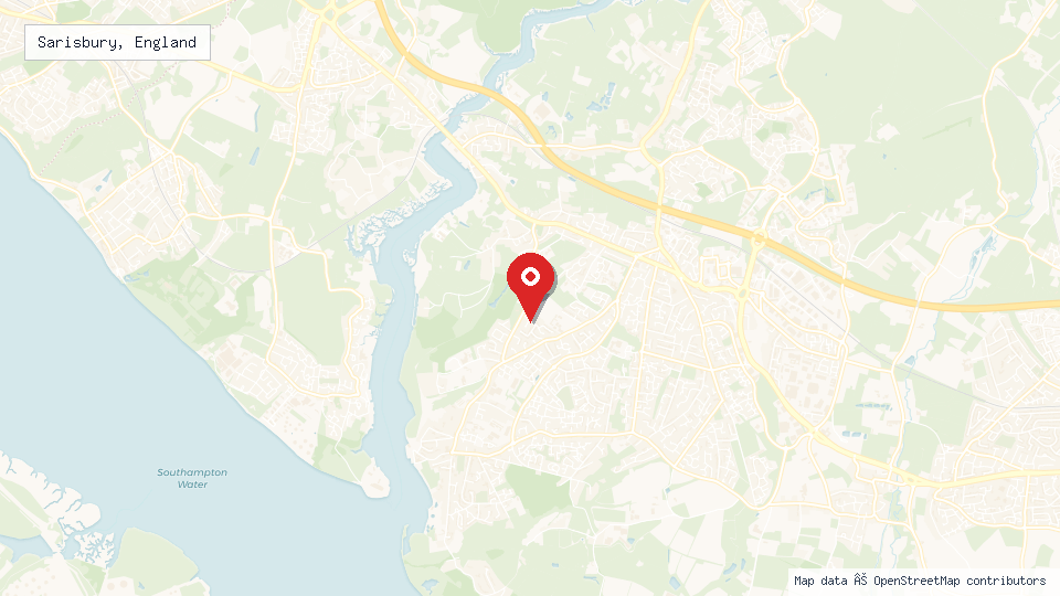 Street map of Sarisbury, England with location pin