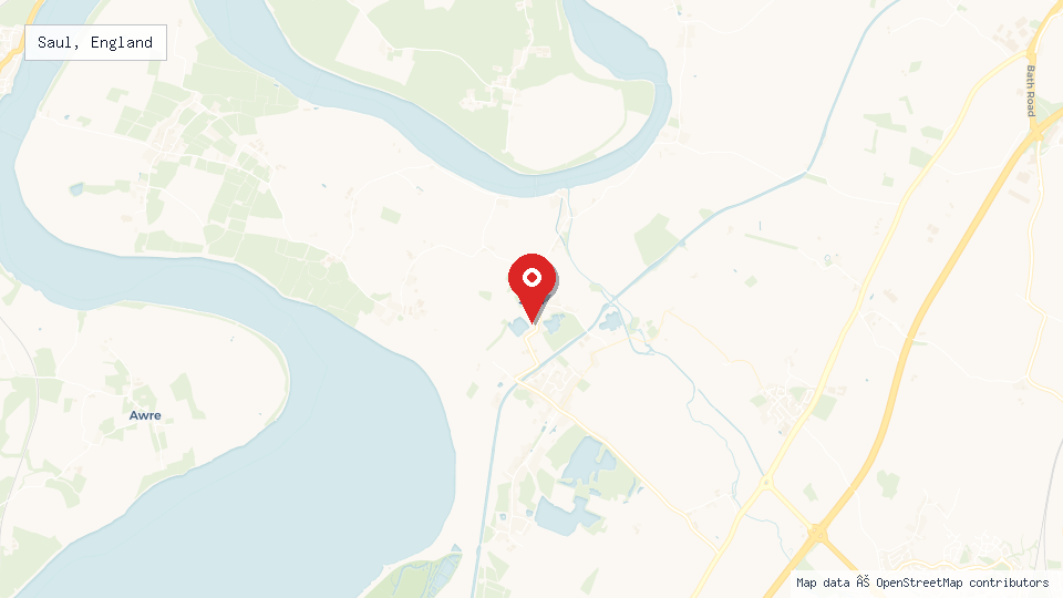 Street map of Saul, England with location pin