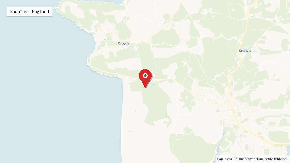 Street map of Saunton, England with location pin