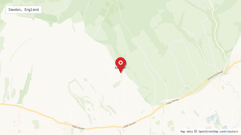 Street map of Sawdon, England with location pin