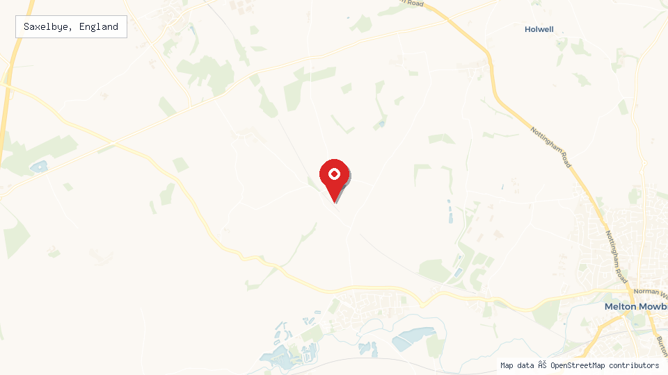 Street map of Saxelbye, England with location pin