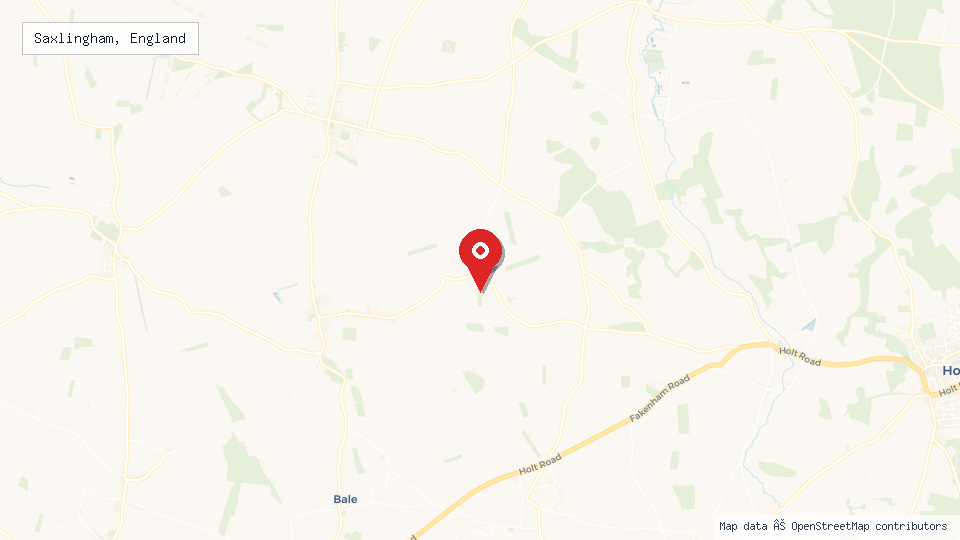 Street map of Saxlingham, England with location pin