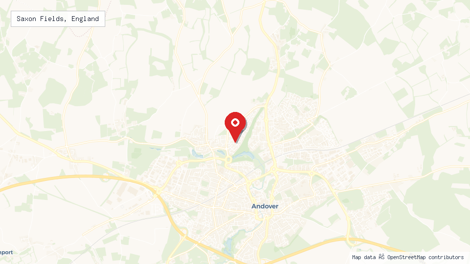 Street map of Saxon Fields, England with location pin