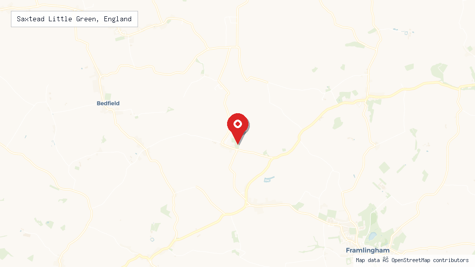 Street map of Saxtead Little Green, England with location pin