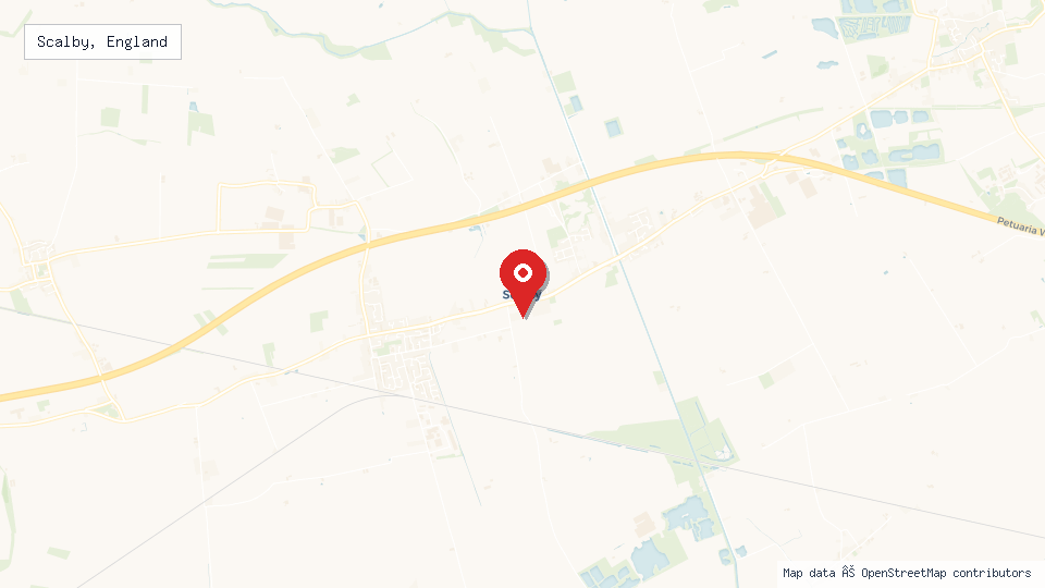 Street map of Scalby, England with location pin