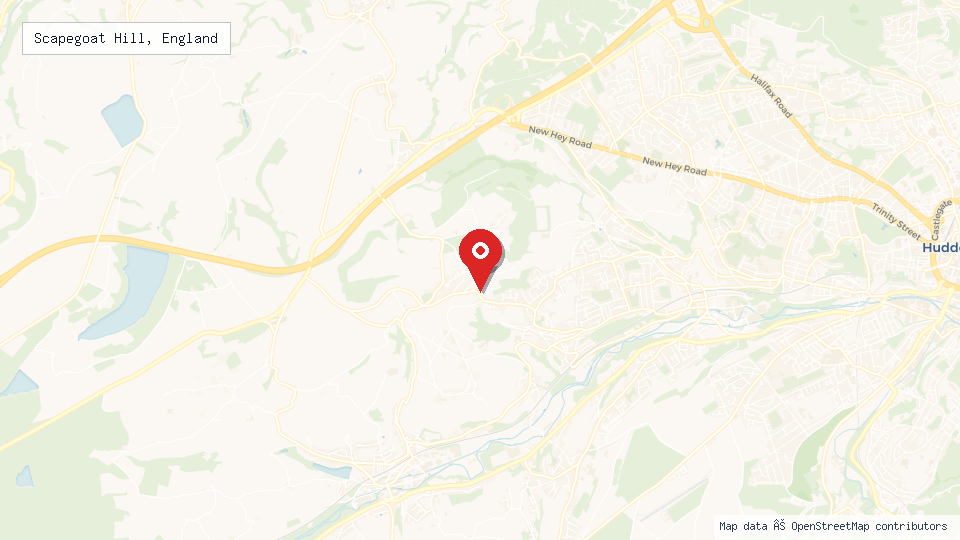 Street map of Scapegoat Hill, England with location pin