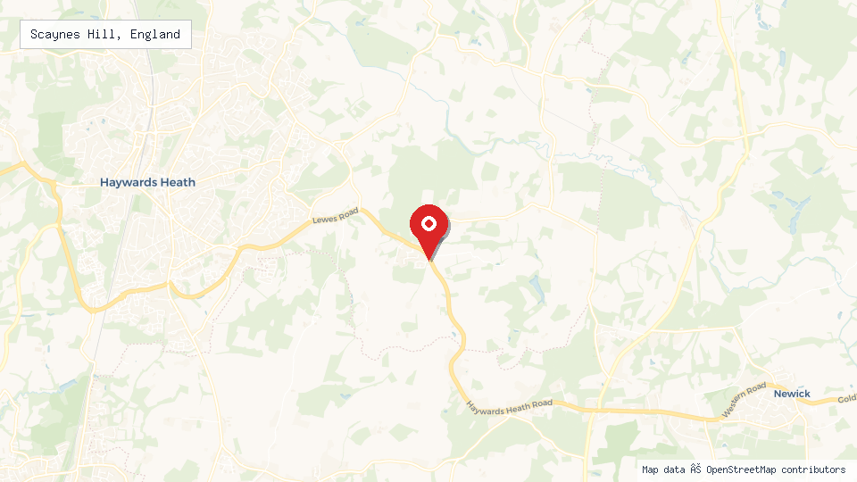 Street map of Scaynes Hill, England with location pin
