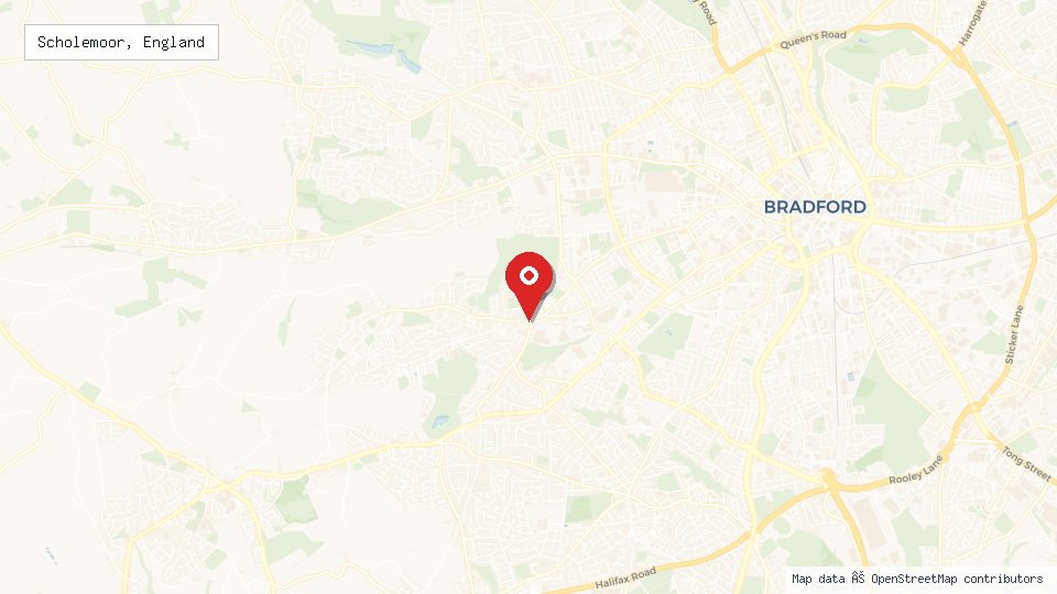 Street map of Scholemoor, England with location pin