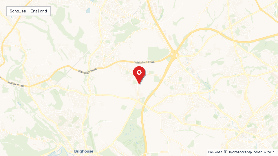 Street map of Scholes, England with location pin