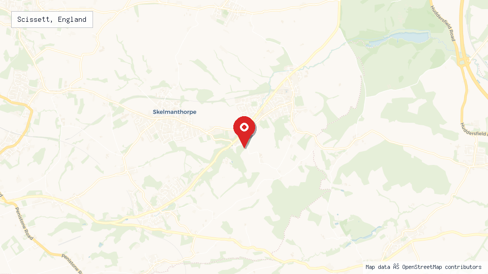 Street map of Scissett, England with location pin