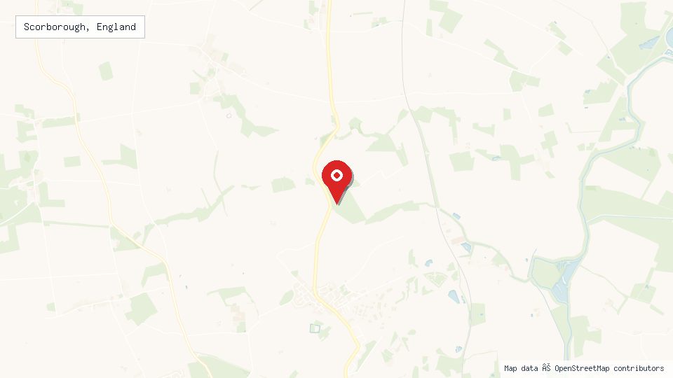 Street map of Scorborough, England with location pin